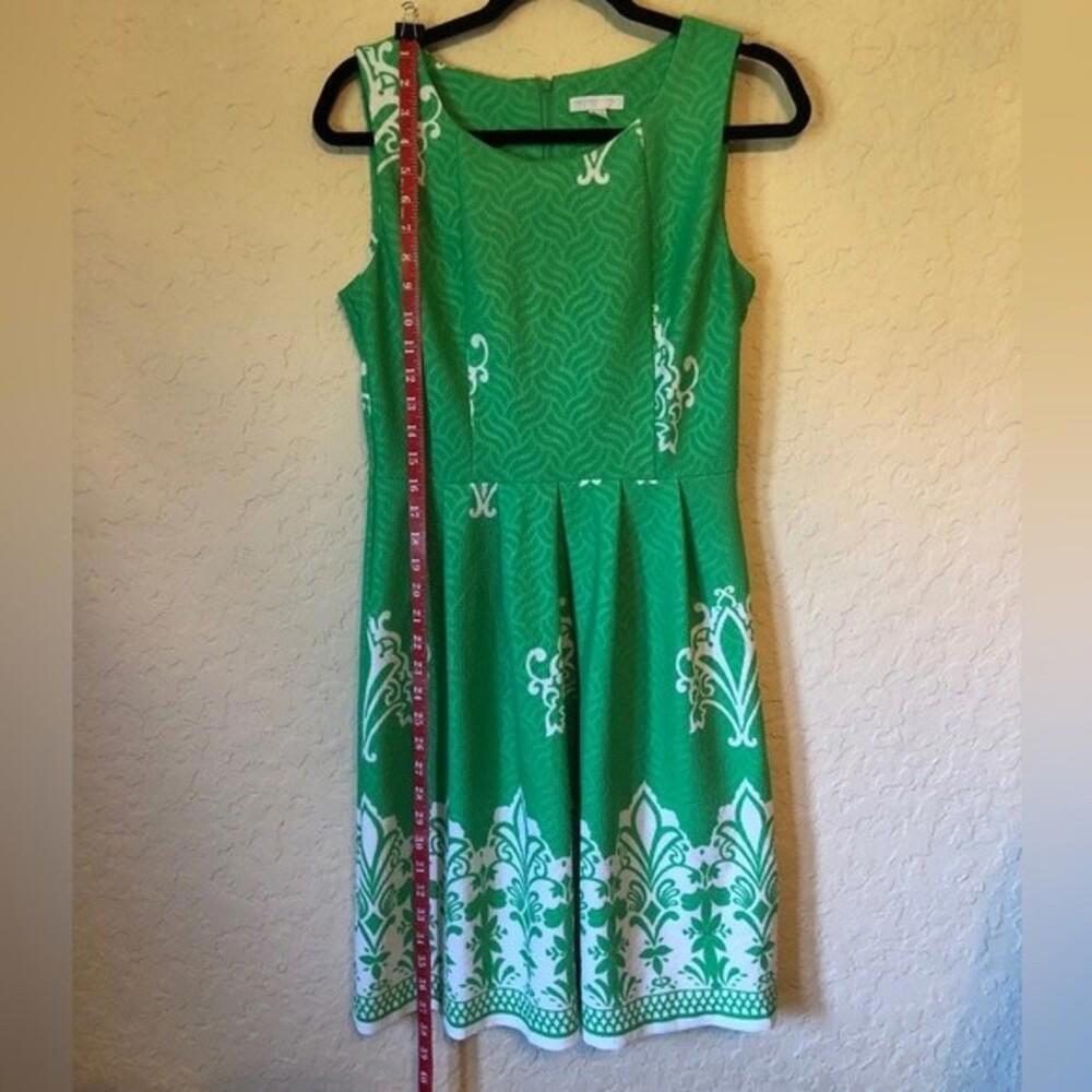 New York & Co Stretch Green Floral Print Sleeveless Chic Summer Dress - Size S - Picture 3 of 7